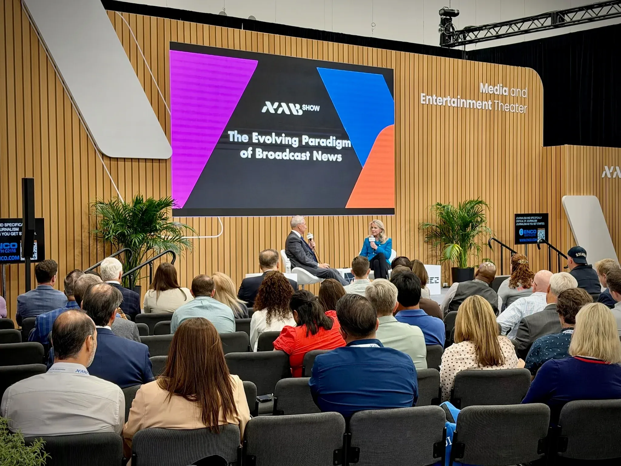 Session on the evolving paradigm of broadcast news media and entertainment theater at NAB Show Las Vegas 2026