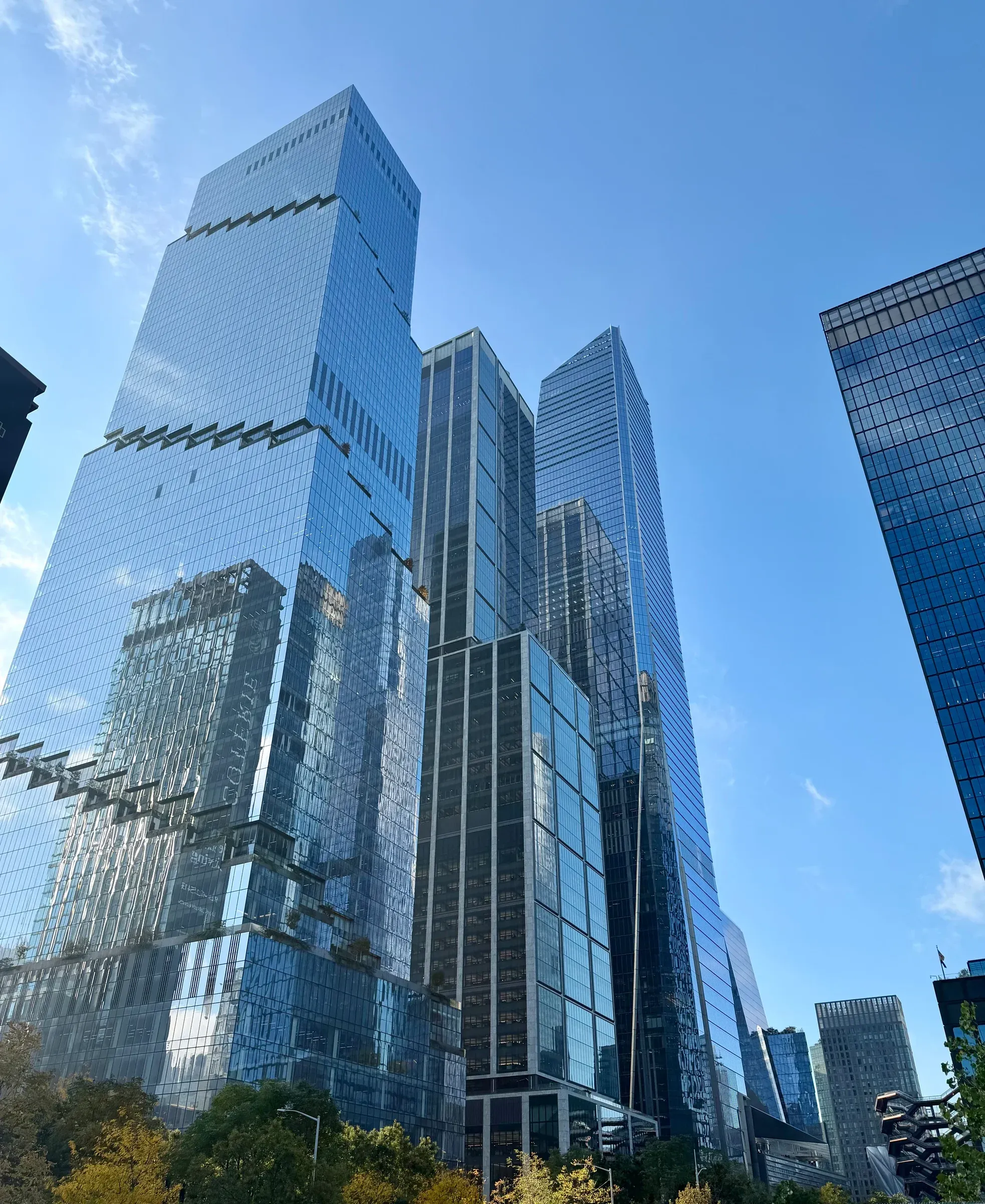 New York glass towers low angle view