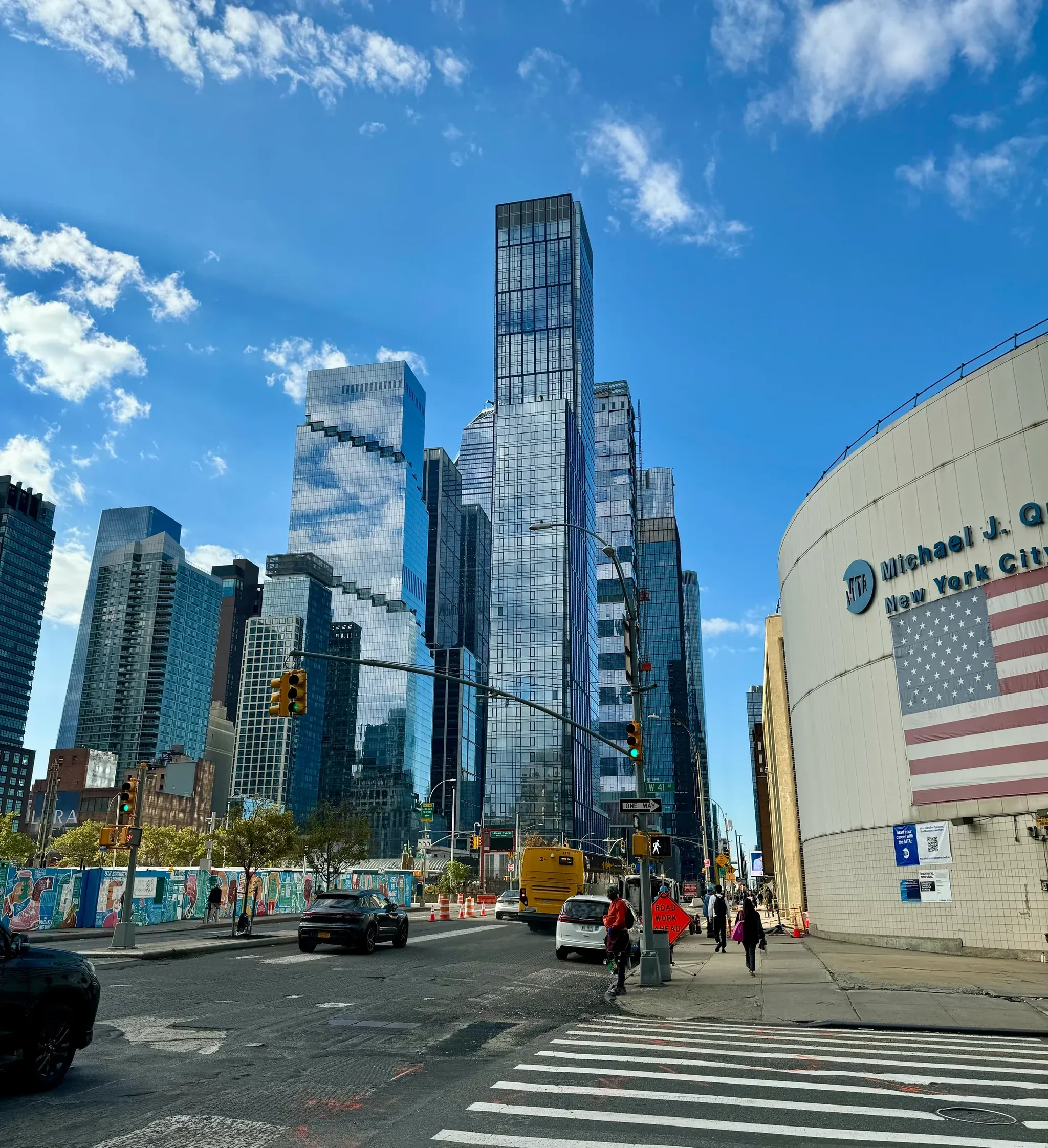 New York skyscrapers and city traffic